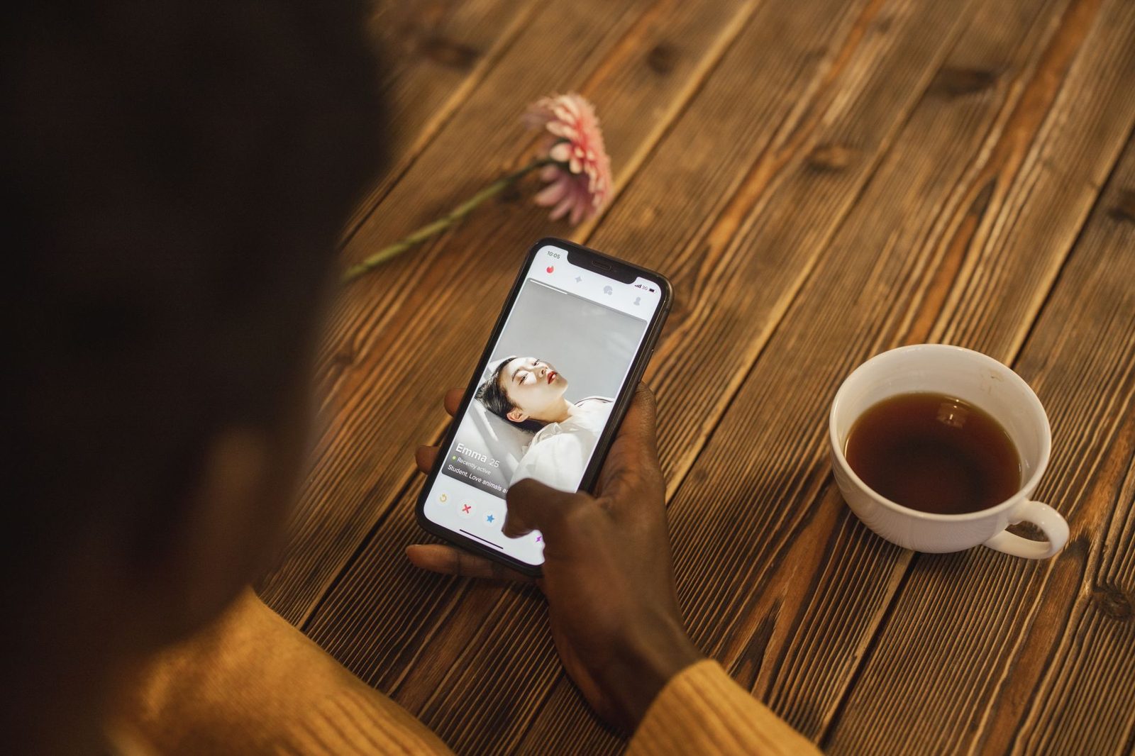 Phone on a café table