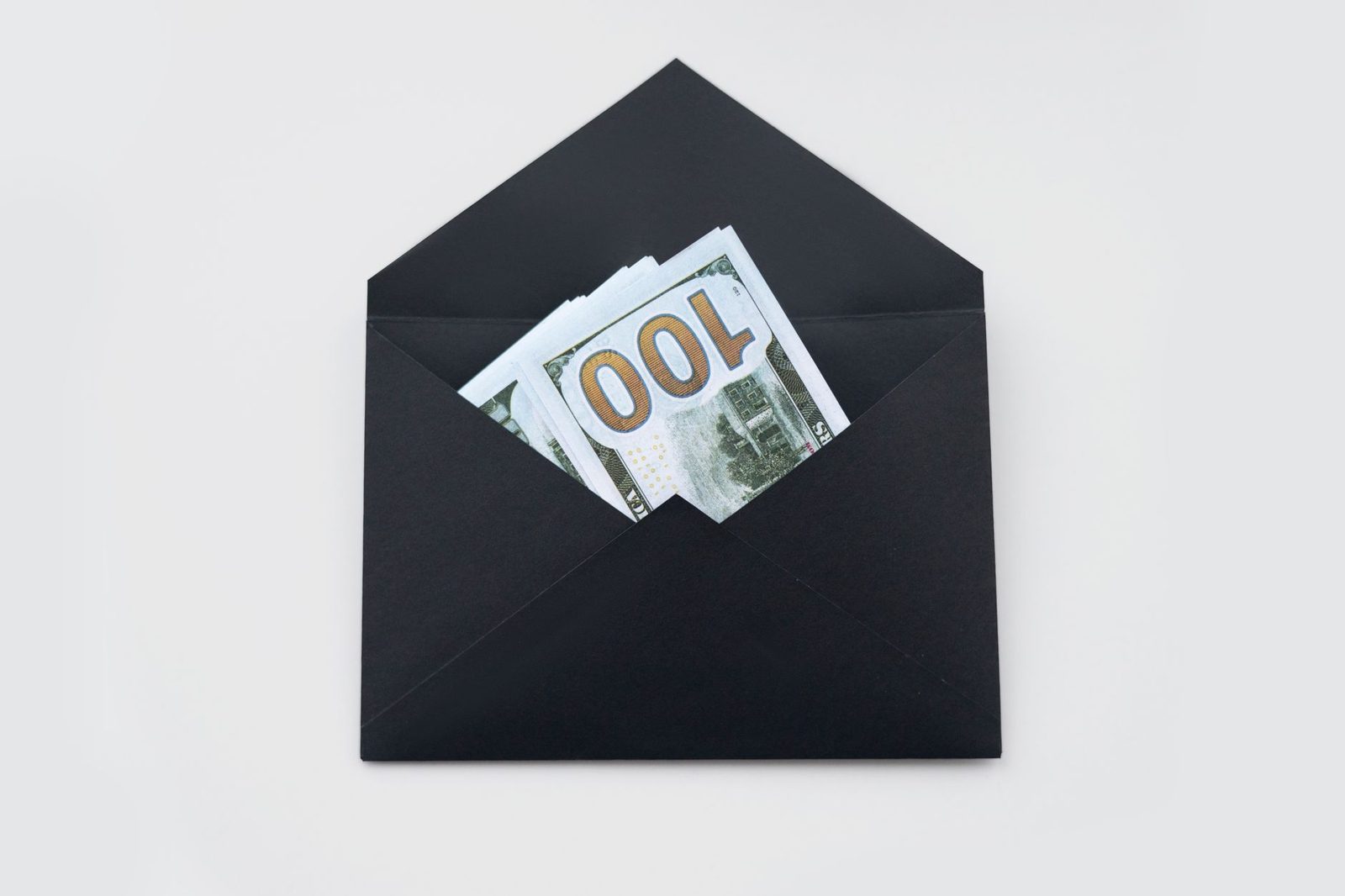 Cash in a black envelope